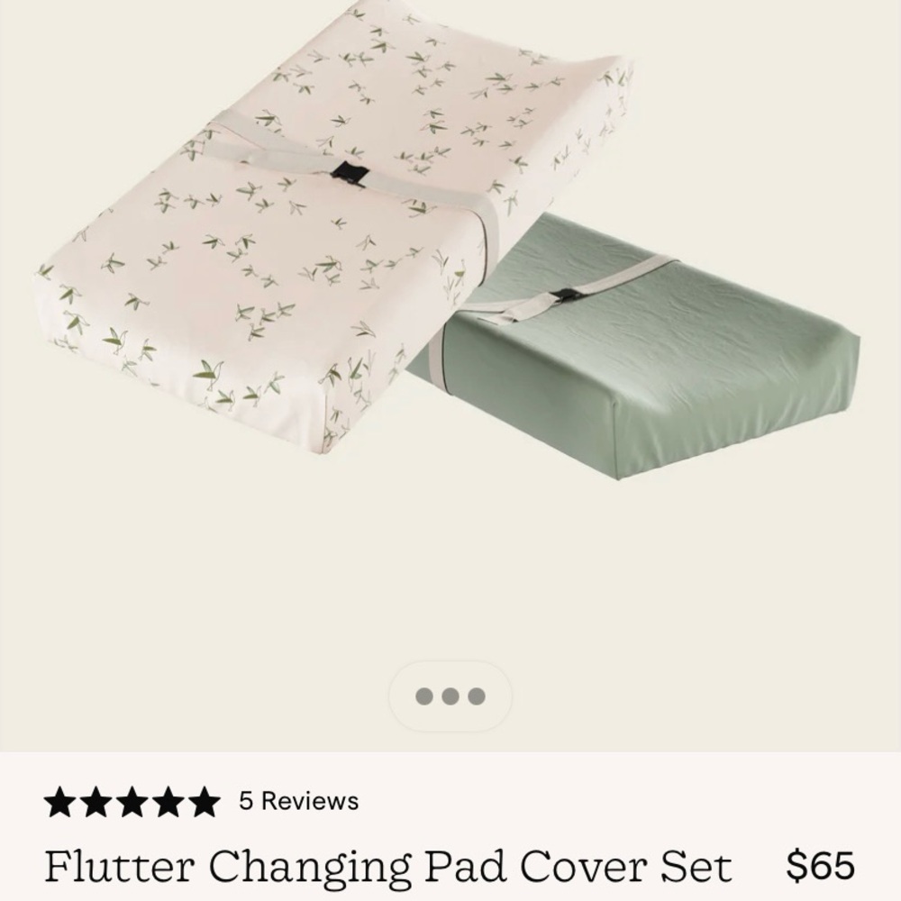 Nestig Flutter Changing Pad Cover Set - Green and White
